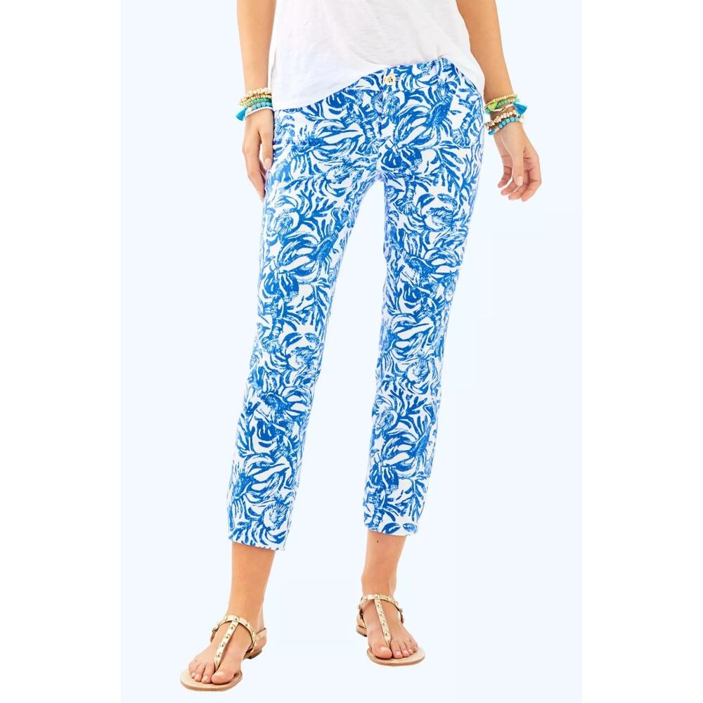 Lilly Pulitzer‎ Sadie Stretch Crop Chino in Resort White On A Roll Size 2